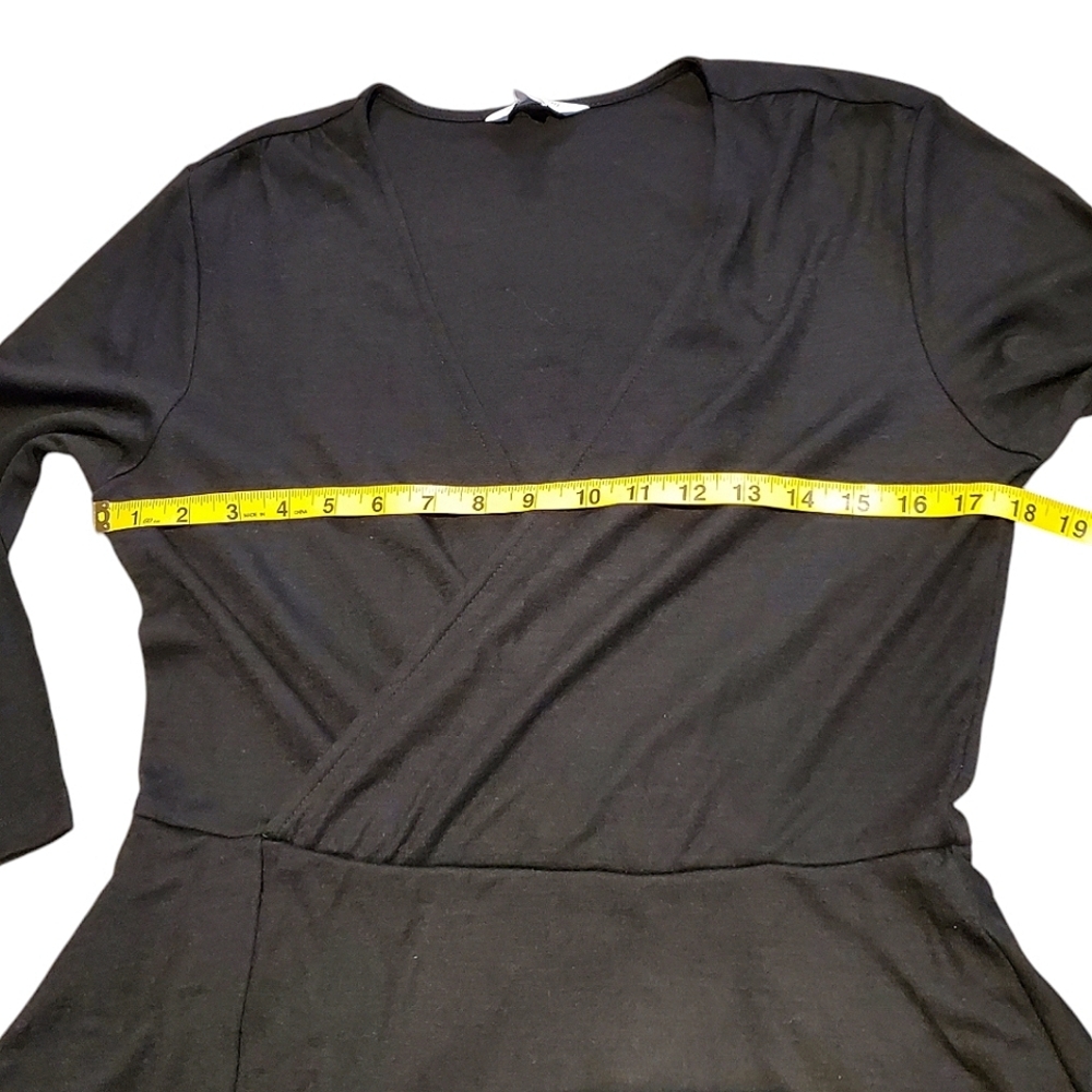 Garnet Hill Dress Whimsigoth Pin-Up Faux Wrap Soft Midi 100% Wool Peplum Large - Picture 9 of 12